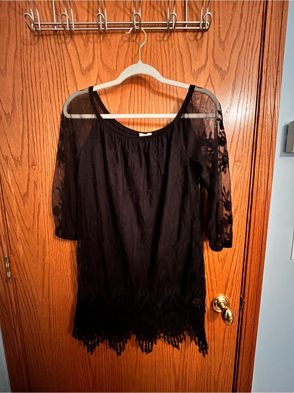 Halo Black Lace Off-the-Shoulder Tunic